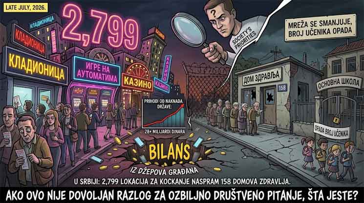 Srbija ima 2.799 lokacija za igre na sreću i 158 domova zdravlja: šta nam govore ove brojke? Srbija ima 2.799 lokacija za igre na sreću i 158 domova zdravlja: šta nam govore ove brojke?